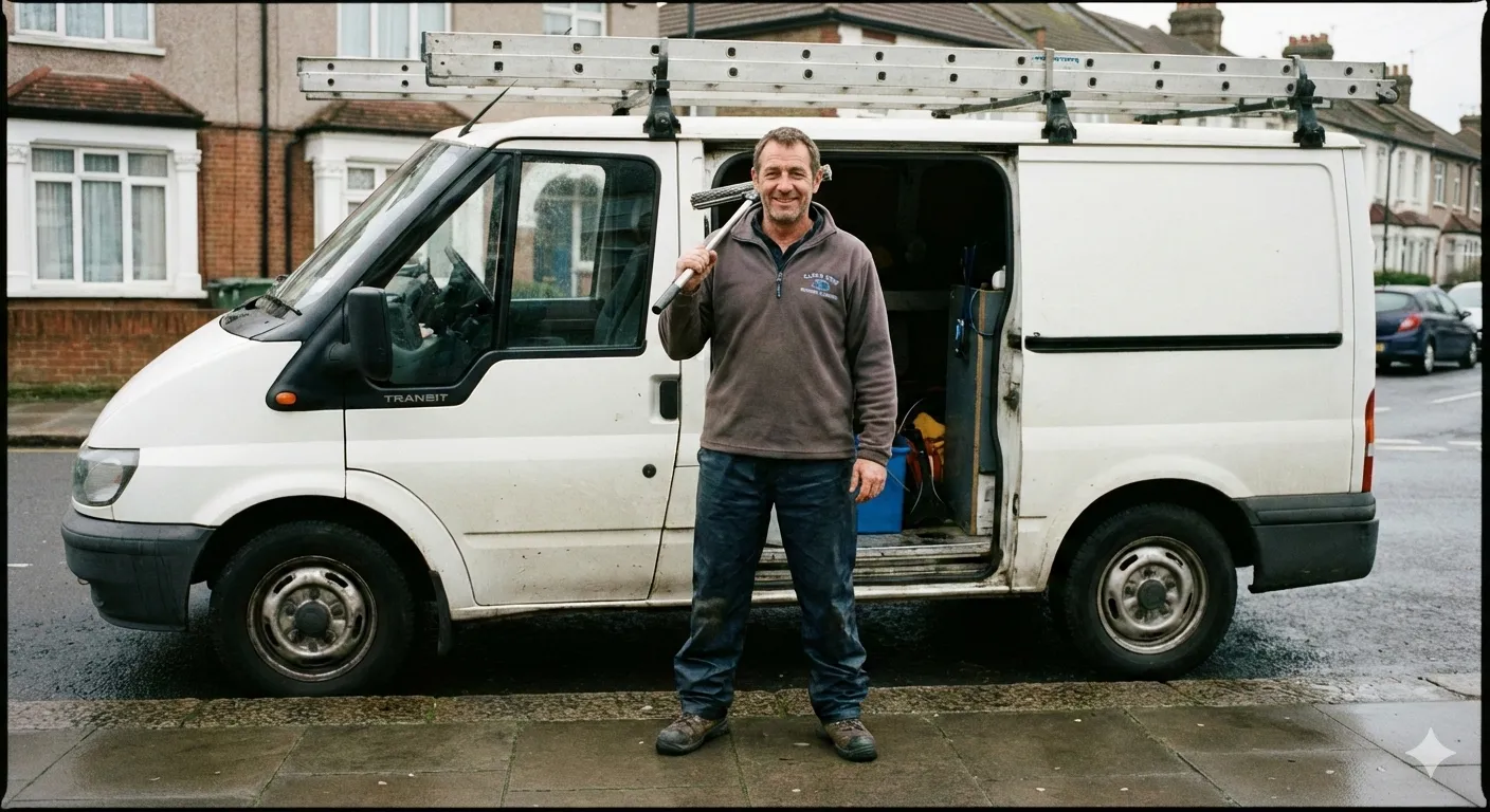 Dan Goddard next to his window cleaning van